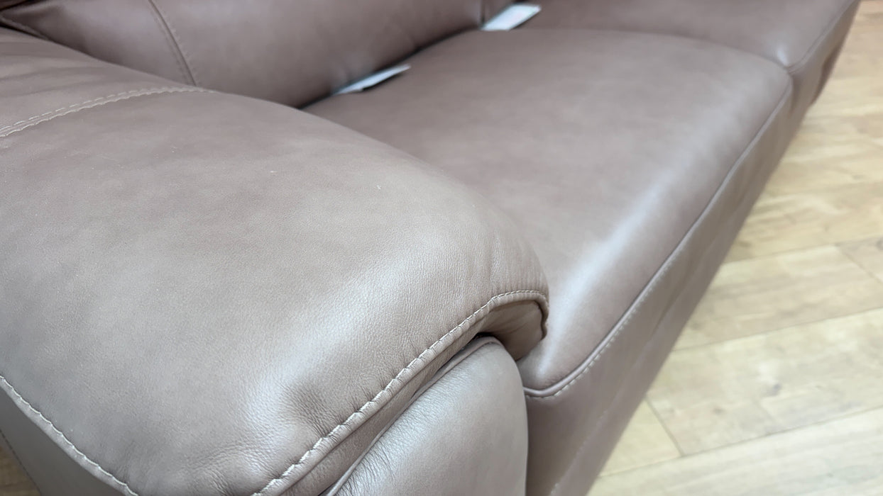 Sofology Santina Leather 3 Seater in Relaxed Soft Stone