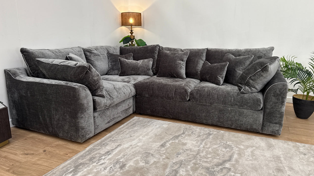 Sofology The Georgio 1 Corner 3 Fabric Sofa in Georgio Luxe Chenille Grey Mix