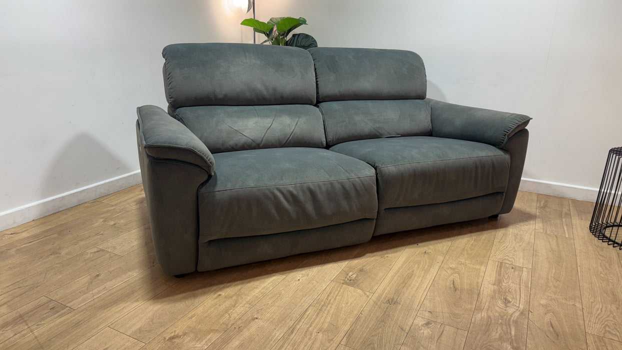 Sofology Hugo Fabric 2.5 Seater Power Recliner/Headrest in Lifestyle Flecked Mineral Green