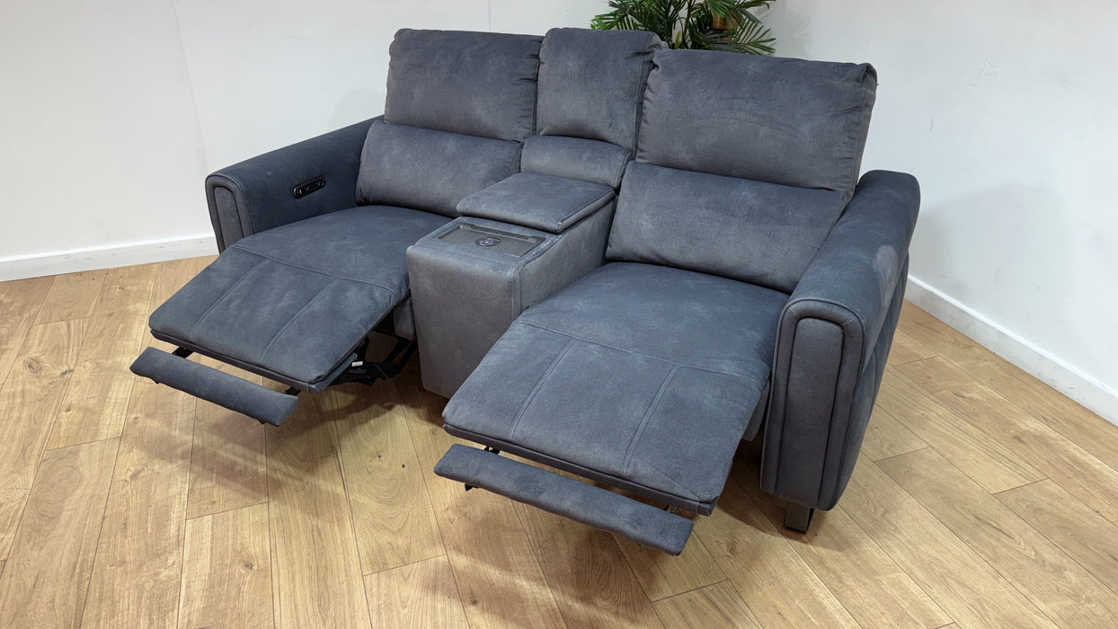 Sofology Ravello Fabric 2 Seater Console Power Recliner in Lifestyle Flecked Charcoal