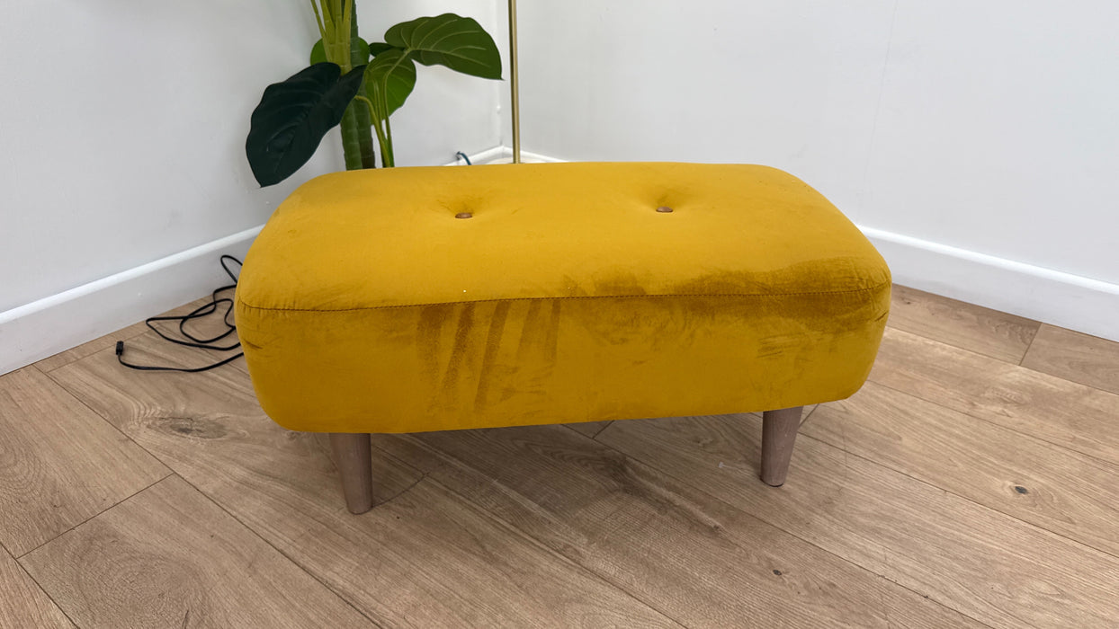 Sofology Islington Fabric Mini Footstool in Sleek Mustard