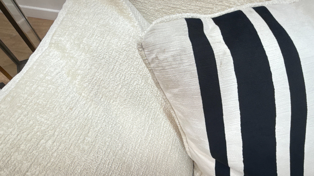 Sofology Westwood Fabric 3 Corner 3 Gold Trim in Teddy Chenille Ivory Mix