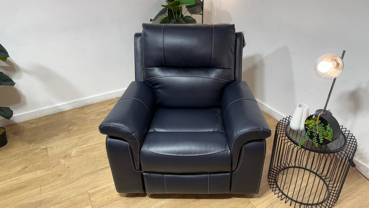 DFS Evander Leather Power Reclining Chair in Navy