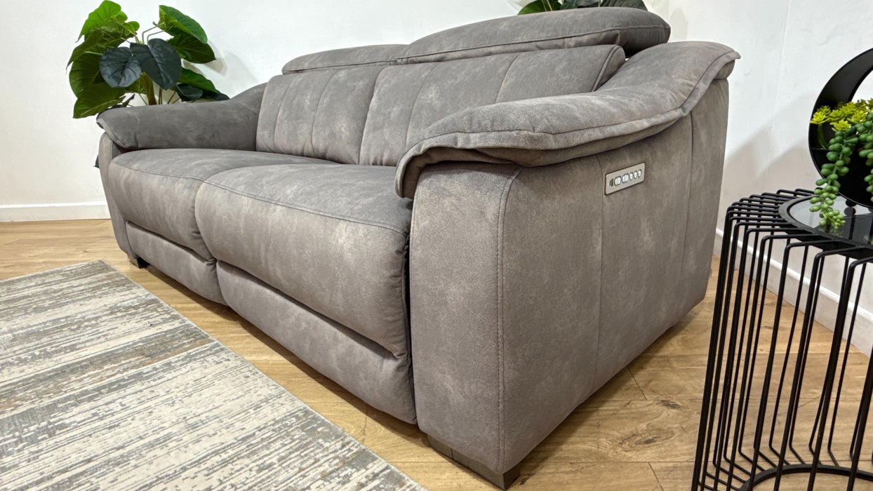 Sofology Carrera Fabric 2.5 Seater Power Recliner/Headrest in Lifestyle Flecked Mocha