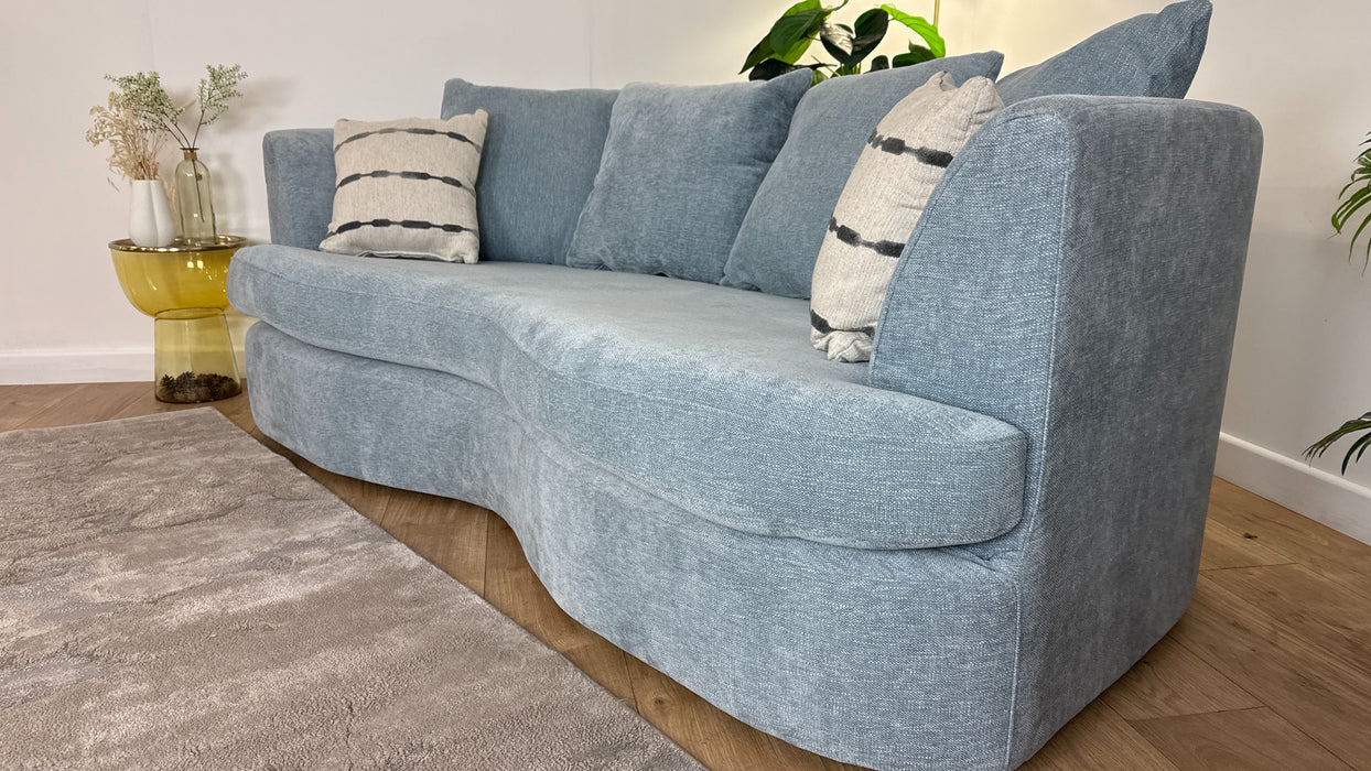 Sofology Chloe Fabric 4 Seater Pillow Back in Linen Look Chenille Sky