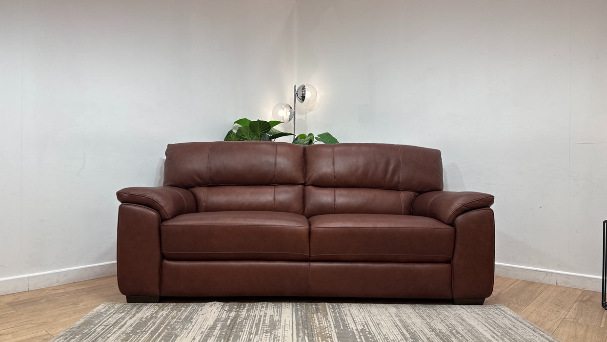 Sofology Santina Leather 3 Seater in Relaxed Soft Brown