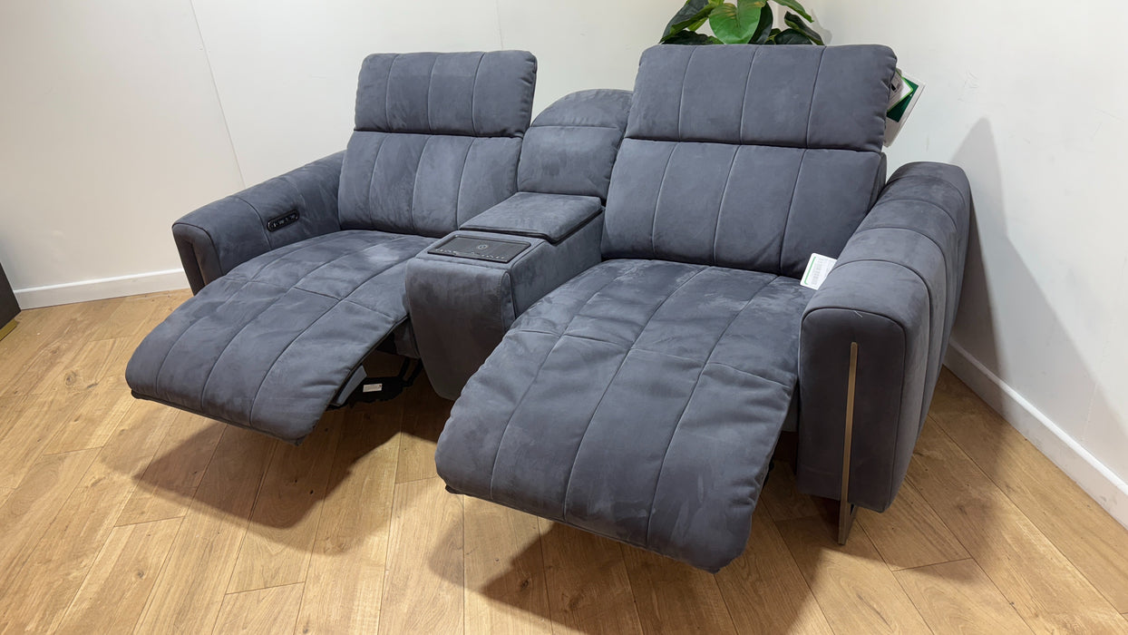 Sofology Paramount Fabric 2.5 Seater Console Power Recliner/Headrest Speakers in Lifestyle Flecked Charcoal