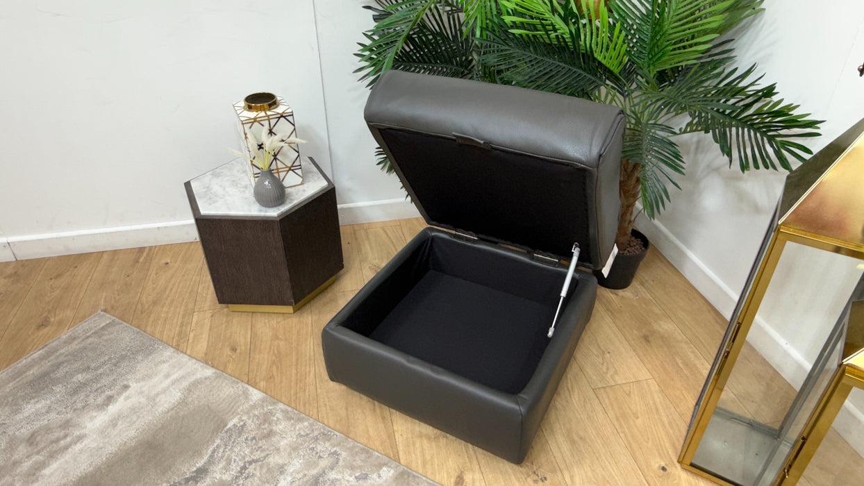 Sofology Ezra Leather Storage Footstool in Trusty Sheen Charcoal