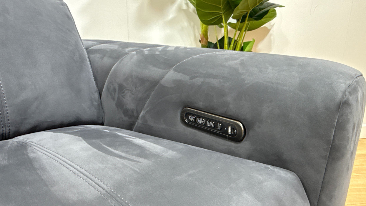 Sofology Allure Fabric 2.5 Seater Screen Console Power Recliner/Headrest Heated Seats Lumbar Speakers in Lifestyle Nubuck Feel Charcoal