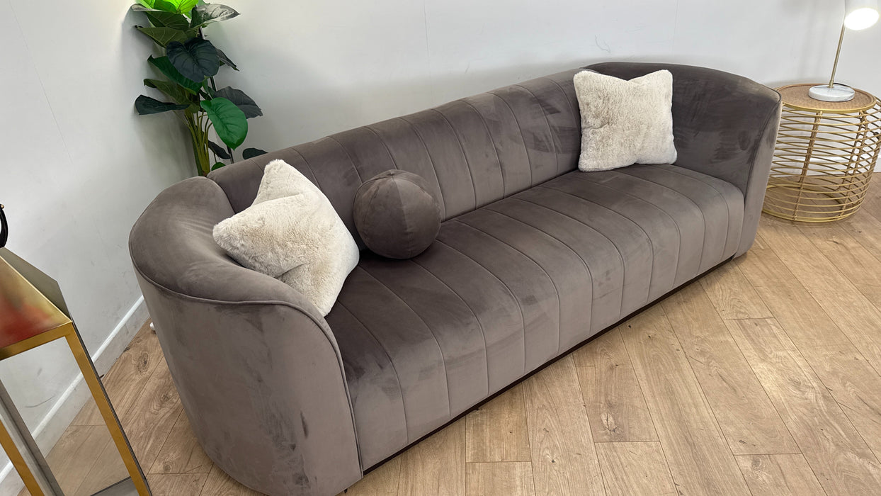 Sofology The Fitzrovia 4 Seater Fabric Sofa in Matt Velvet Mole Mix With Trim