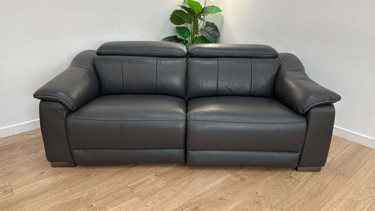 Sofology The Carrera 2.5 Seater Recliner Sofa in Trusty Embossed Leather Charcoal