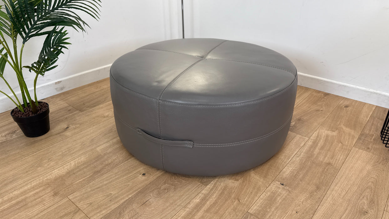 Lucca - Leather  Footstool  - Lead Grey