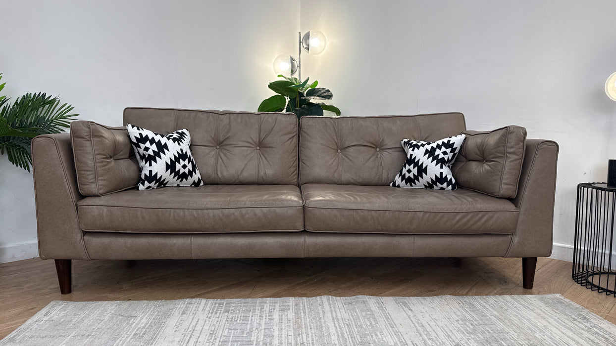 Sofology Cricket Leather 4 Seater in Mushroom Mix