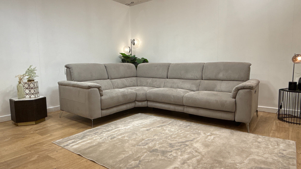 Sofology Illinois Fabric 1 Corner 2 Power Recliner/Headrest in Lifestyle Textured Grey