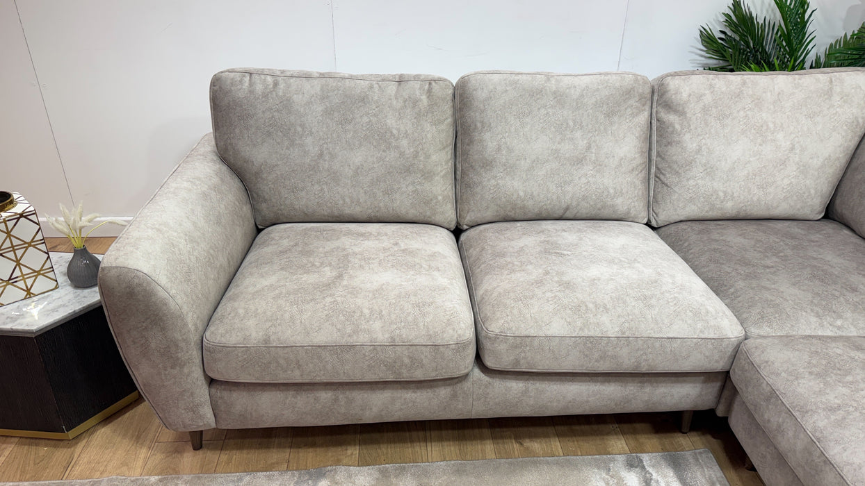 Sofology The Hackney Fabric 2 Corner 1 Chaise Memory Foam Seats in Lifestyle Dapple Fabric Stone Mix