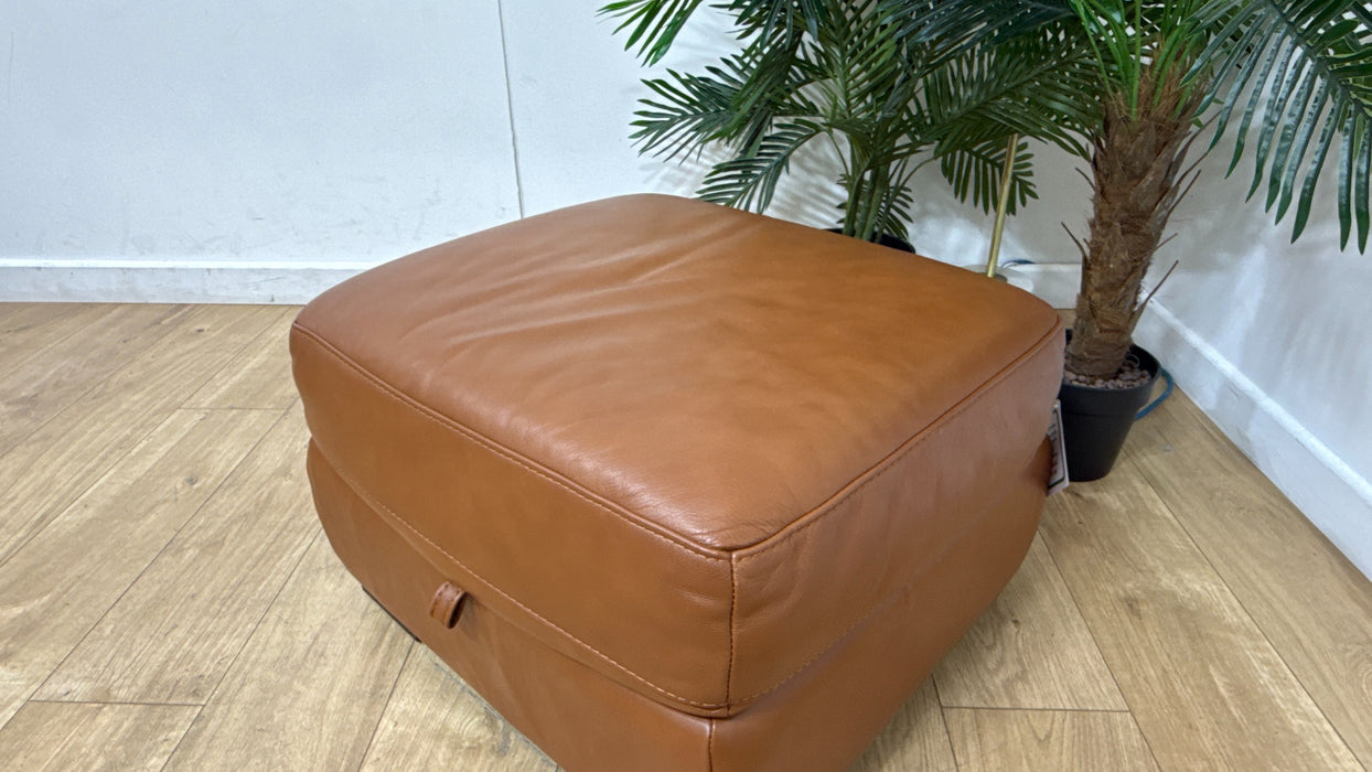 Sofology Laurence Leather Storage Footstool in Relaxed Embossed Cognac