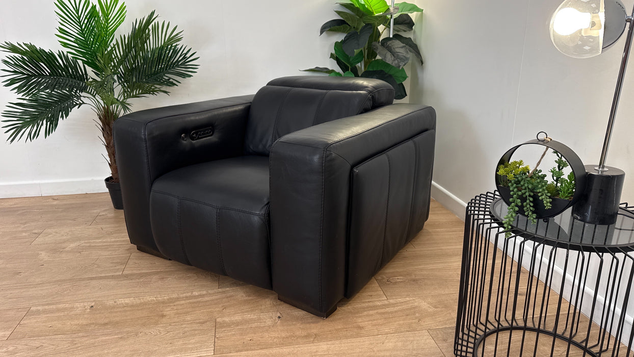 DFS Crusade Leather Recliner Chair in Black