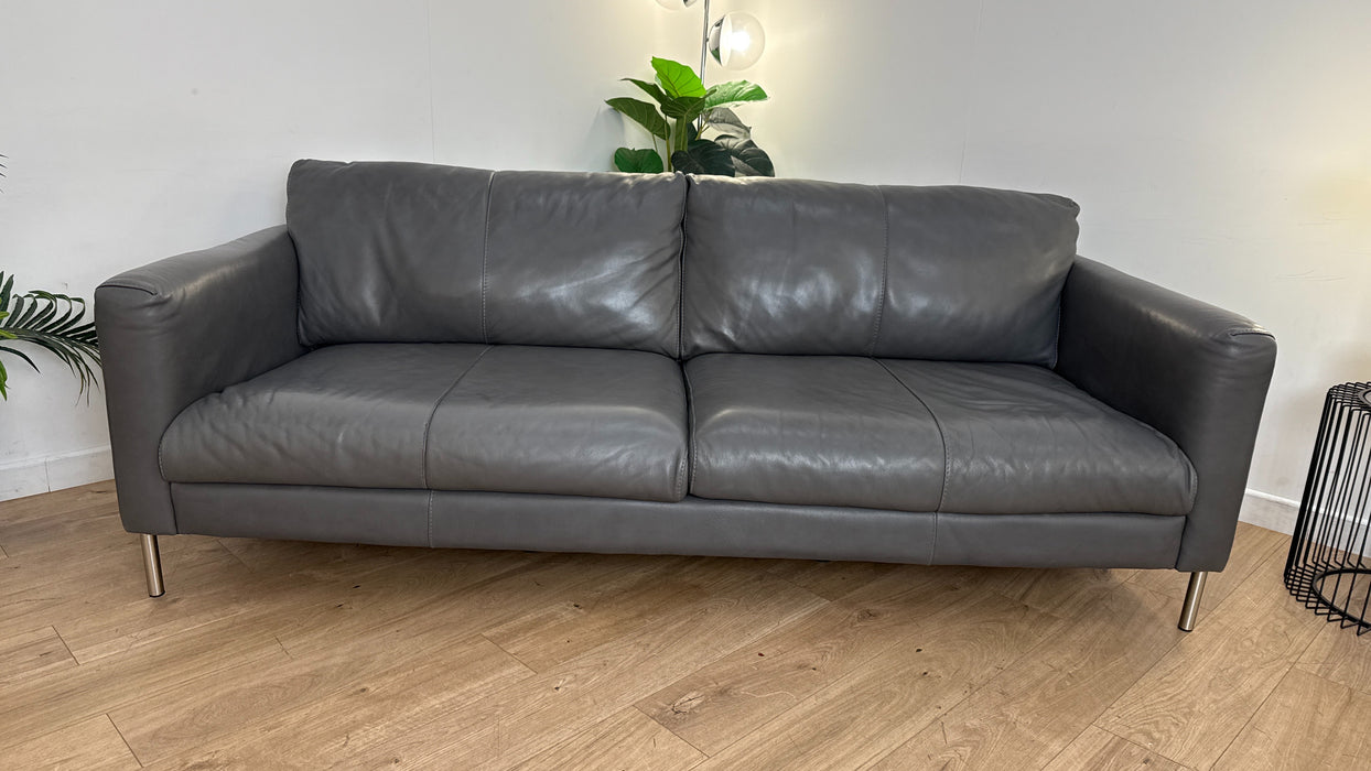 Sofology The Massimo 3 Seater Leather Sofa in Caruso Fog