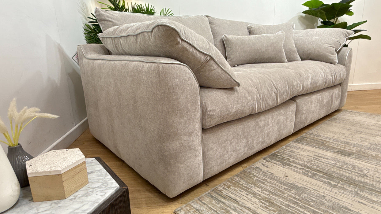 Sofology Georgio Fabric 4 Seater Split Feather Flex Seats in Lifestyle Plush Chenille Stone Mix