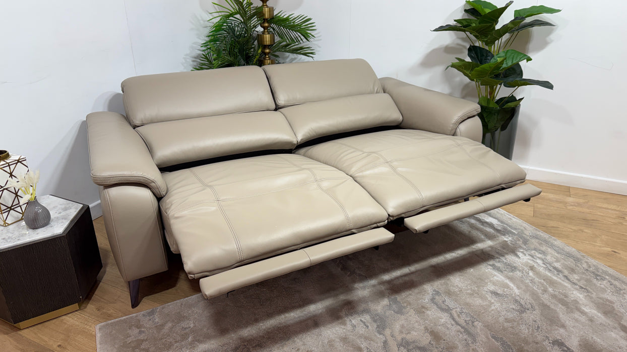 Sofology Bailey Leather 2.5 Seater Power Recliner/Headrest in Trusty Embossed Stone