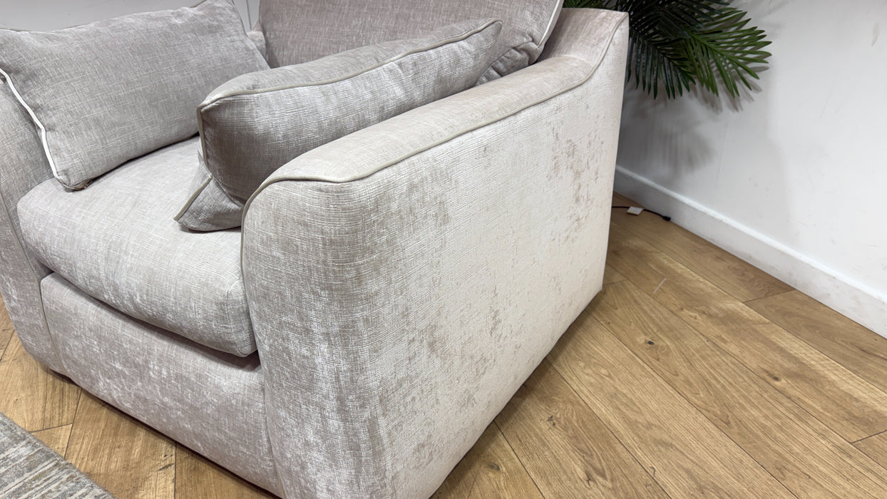 Sofology Georgio Fabric Chair Feather Flex Seat in Luxe Chenille Oyster Mix
