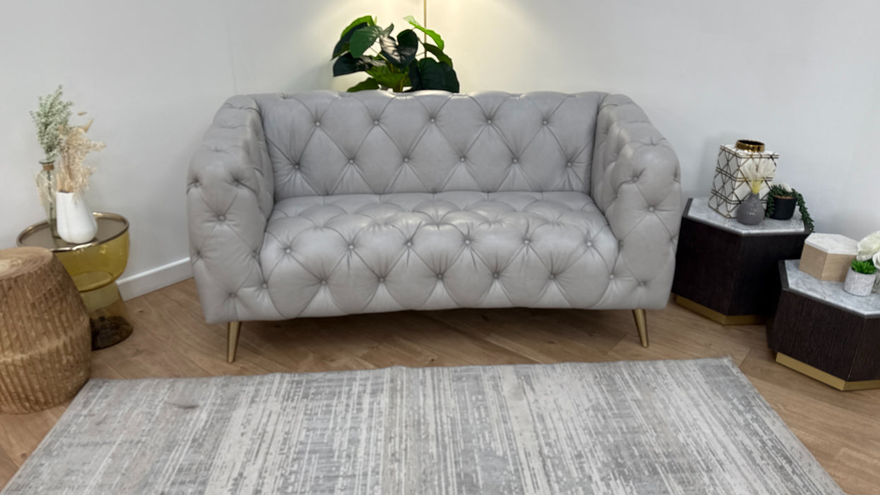 Sofology The Alchemist 2 Seater Leather Sofa in Tote Silver