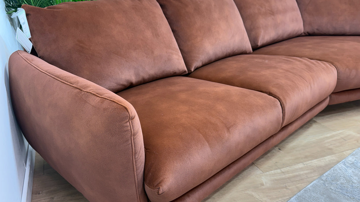 Sofology Adler Fabric 4 Seater Asymmetric in Lifestyle Mottled Rust