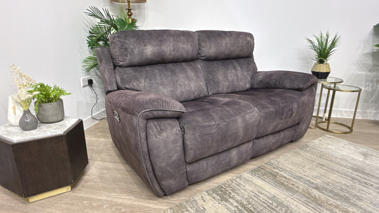 Sofology Radley Fabric 3 Seater Power Recliner + Power Hdrst in Decent Charcoal