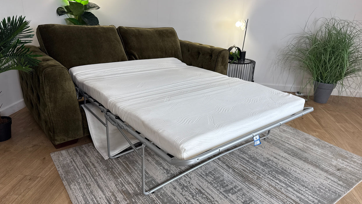 Sofology Valentina 3 Seater Fabric Sofabed in Luxury Deep Pile Olive