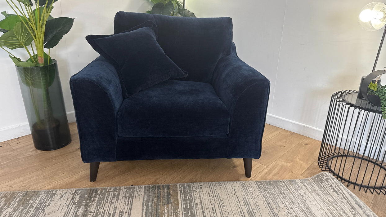 Sofology Mayfair Fabric  Chair in Soft Chenille Navy All Over