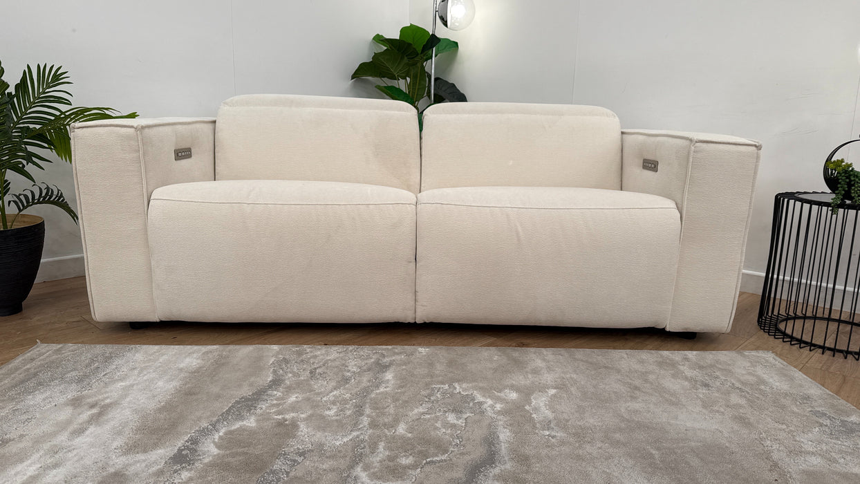 Sofology The Horizon Fabric 2.5 Seater Power Recliner/Headrest in Textured Chenille Oyster