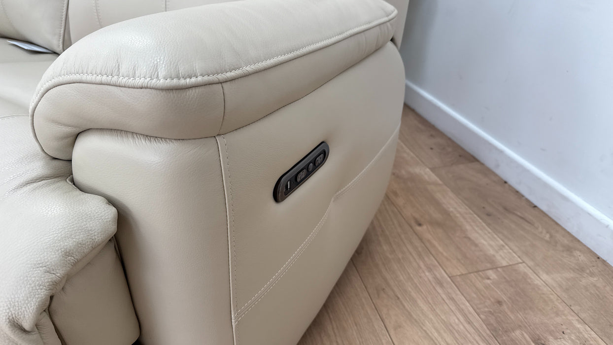 Sofology Gracie Leather 2 Seater Power Recliner/Headrest in Trusty Sheen Bone China