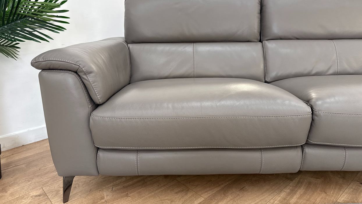 Sofology Illinois Leather Recliner 3 Seater in Fossil Grey