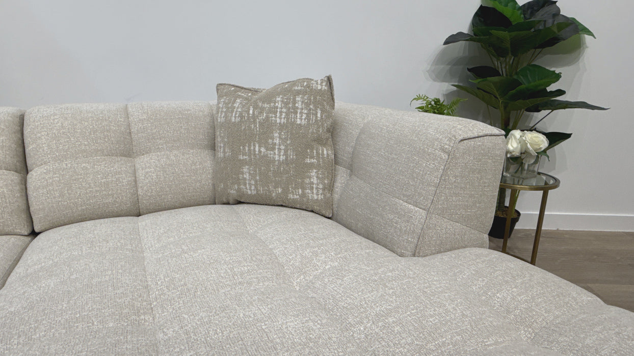 Sofology  Moritz 4 Seater Double Chaise Fabric Sofa in Chenille Natural