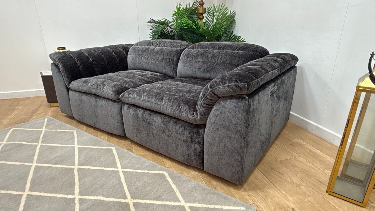 Sofology Olson Fabric 2.5 Seater Power Recliner/Headrest in Luxury Textured Chenille Anthracite