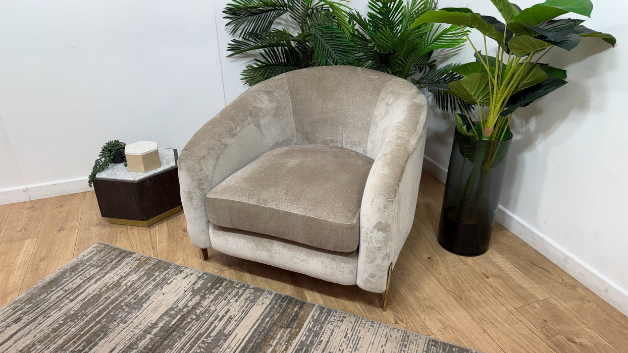 Sofology Oscar Fabric Accent Chair in Fine Textured Chenille Stone