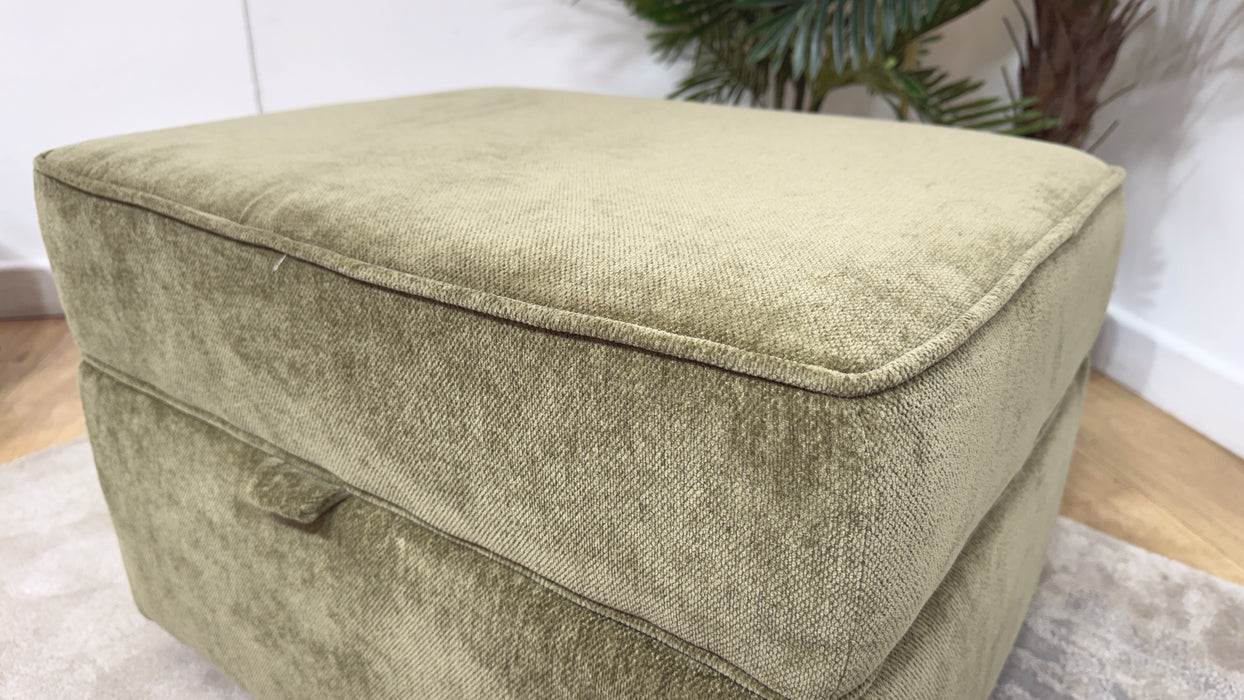 Sofology Georgio Fabric Storage Footstool Extra Flex Interior in Luxe Chenille Olive All Over