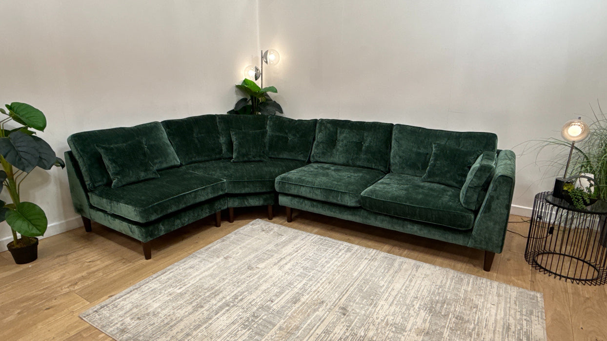 Sofology Cricket Fabric Open End 1 Corner 2 Sofa in Chenille Forest Green