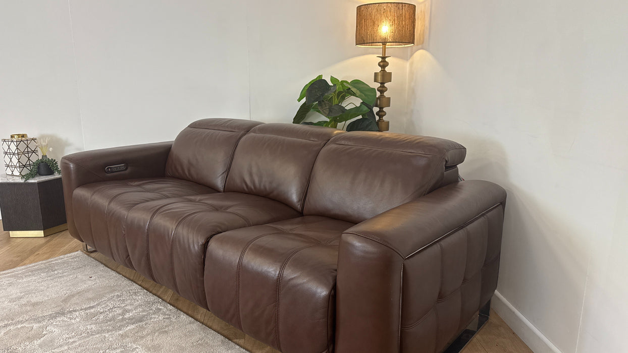 Sofology Marvella Leather 3 Power Recliner in Chocolate