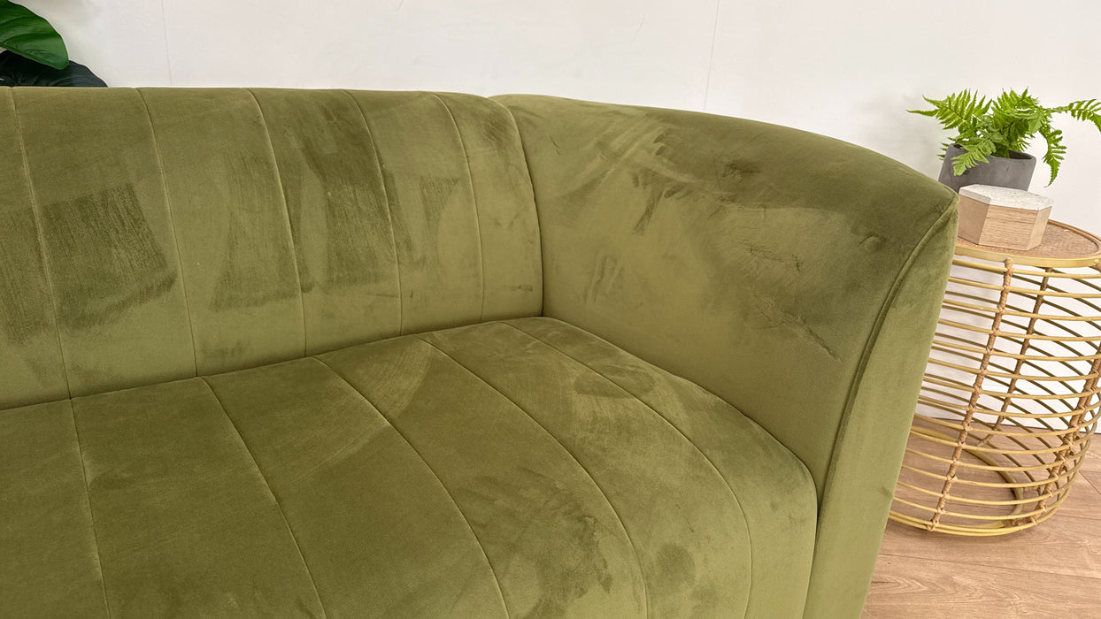 Sofology The Fitzrovia Fabric 4 Seater in Matt Velvet Olive Mix With Trim
