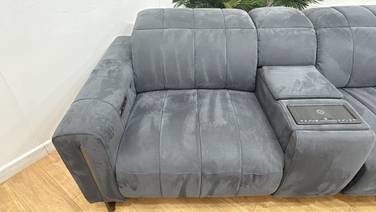 Sofology Paramount Fabric 2.5 Seater Console Power Recliner/Headrest Heated Seats Speakers in Lifestyle Nubuck Feel Charcoal