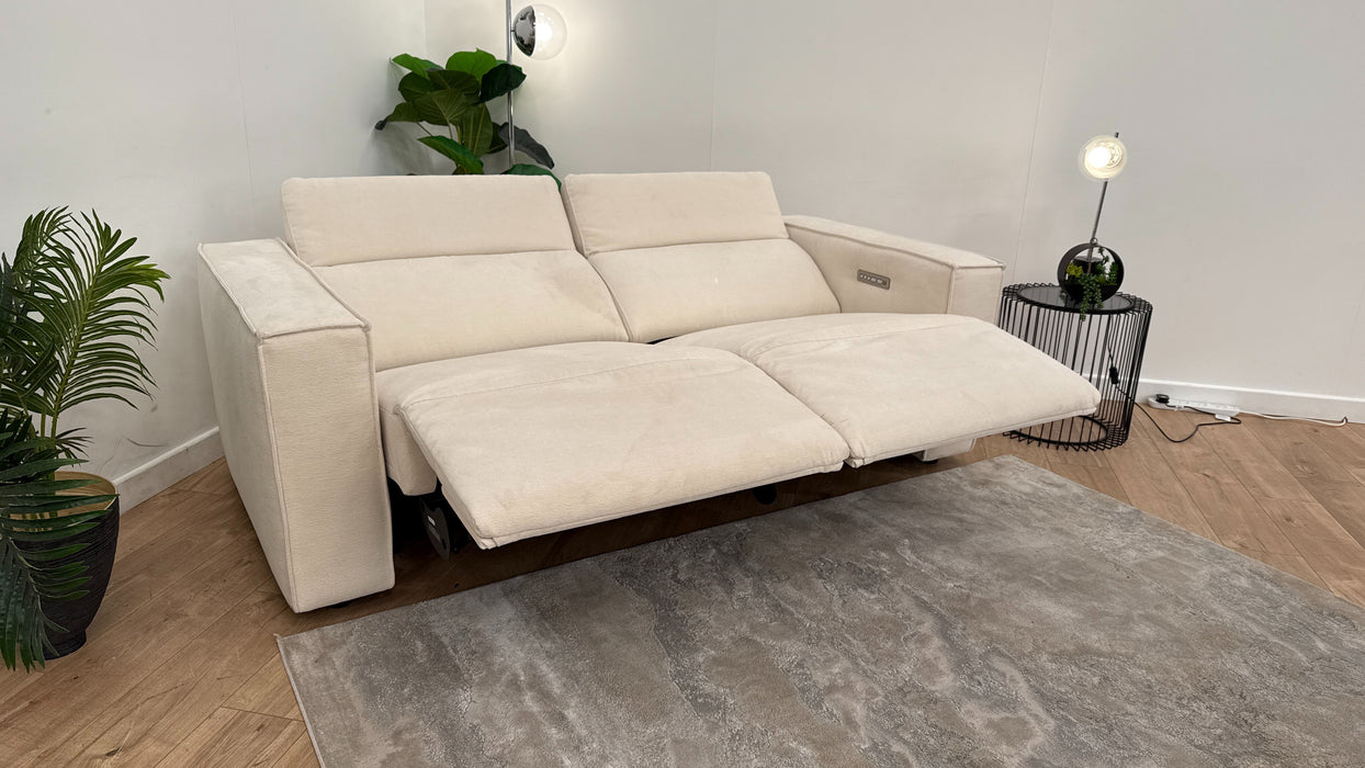 Sofology The Horizon Fabric 2.5 Seater Power Recliner/Headrest in Textured Chenille Oyster