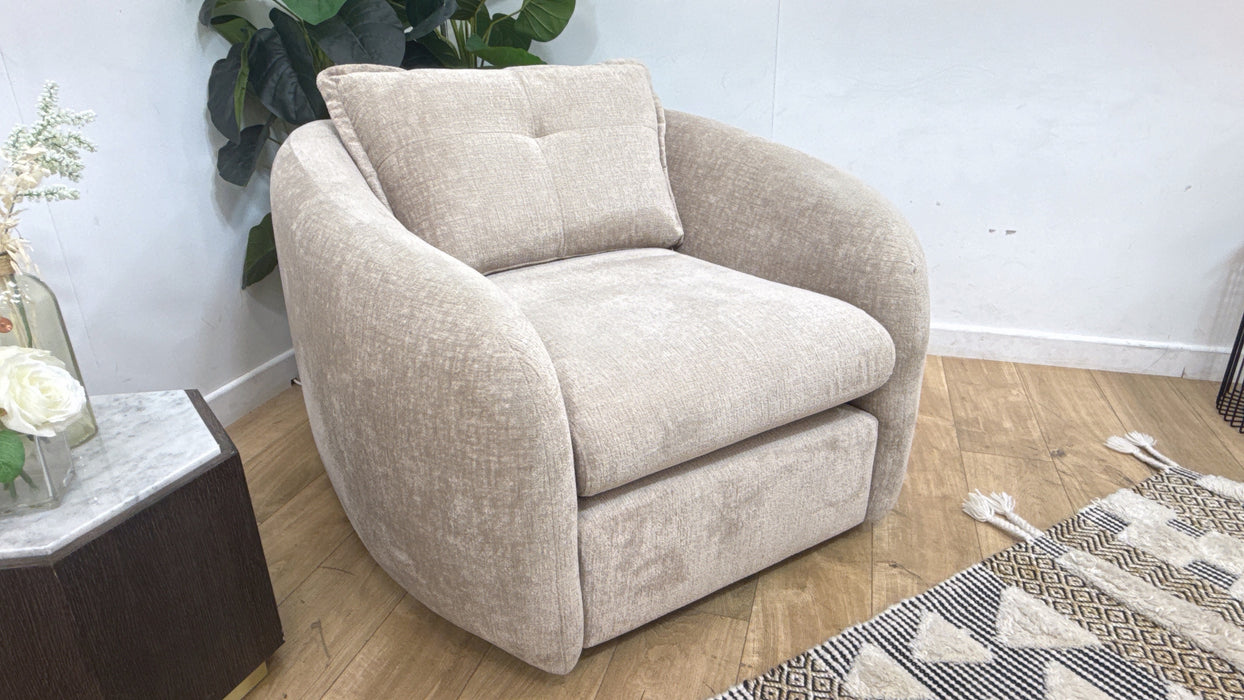 Sofology Portobello Fabric Chair Foam Seat in Teddy Chenille Natural Mix