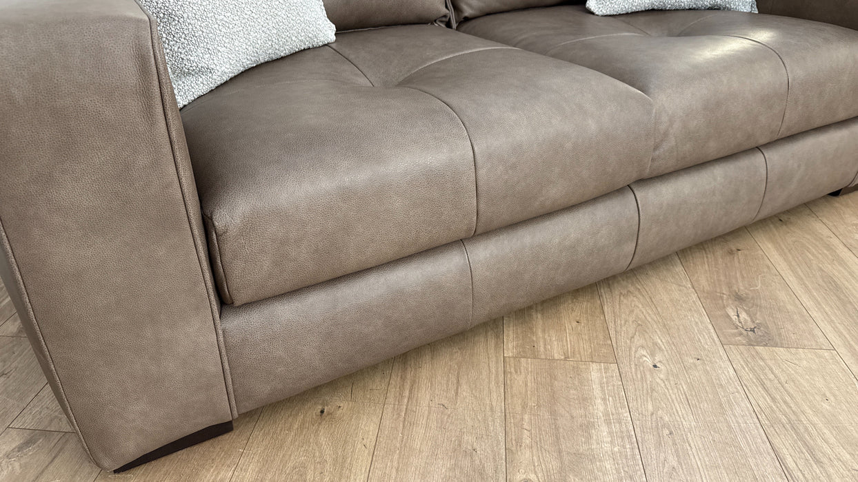 Sofology Artisan Leather 3 Seater in Relaxed Natural Grain Taupe/Natural Mix