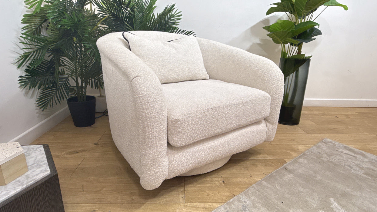 Sofology Westwood Fabric Swivel Chair in Soft Boucle Ecru