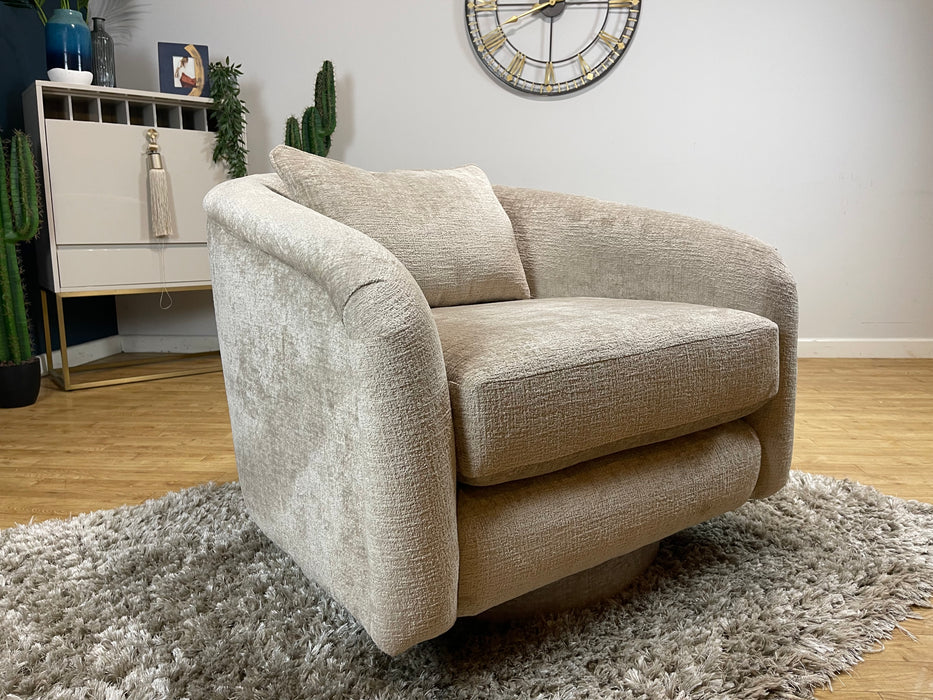 Westwood Swivel Chair Teddy Chenille Natural Fabric All Over (WA2)