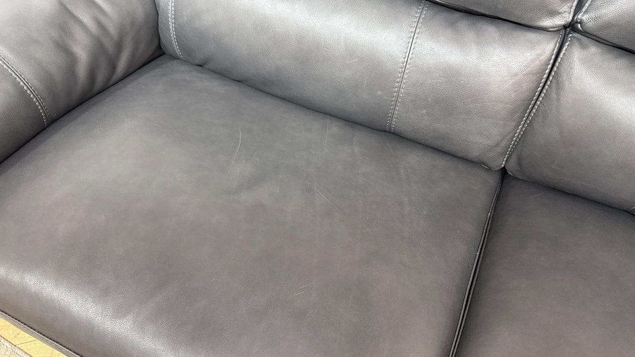 Sofology Santina Leather 3 Seater in Relaxed Soft Charcoal