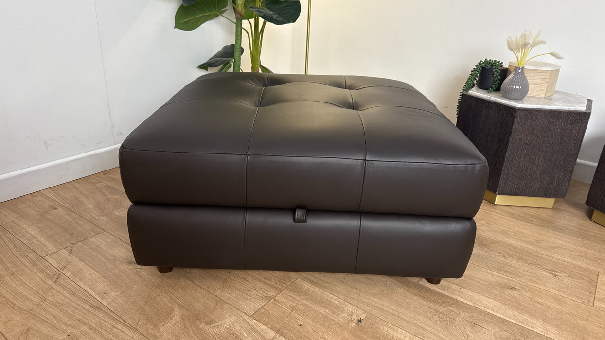 Sofology The Flex Leather Footstool in Trusty Matt Dark Brown