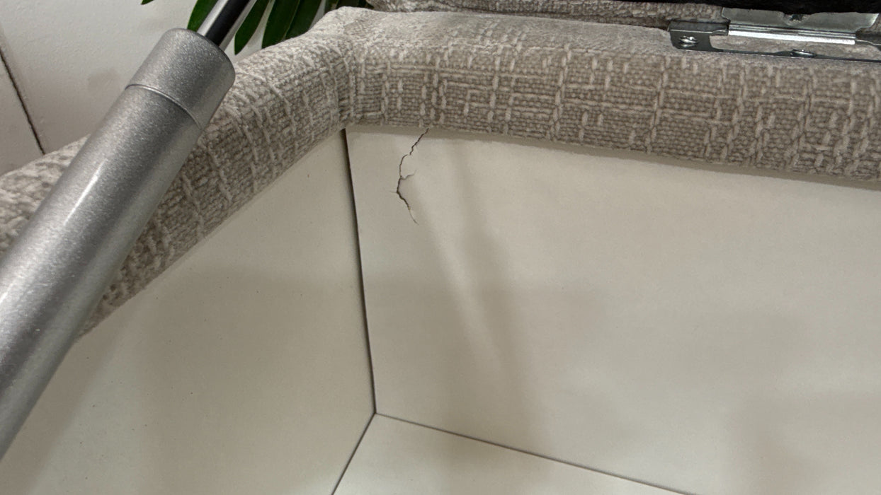 Sofology Moderna Fabric Storage Footstool Extra Flex Interior in Soft Slub Chenille Silver