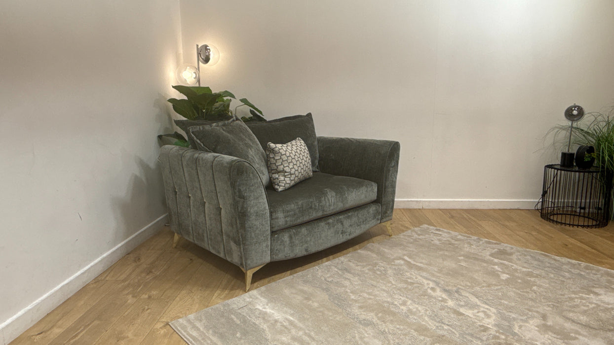 Sofology Luella Fabric Loveseat in Luxe Chenille Alpine Green Mix